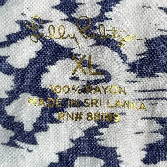 Lilly Pulitzer Sea View Peacock Button Down Shirt Size XL New White/Navy - Picture 4 of 9